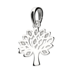 Silver Cubic Zirconia set Tree Of Life Pendant and Chain complete with presentation box