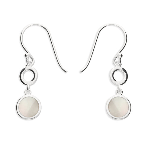 Silver Mother of Pearl drop earrings complete with presentation box