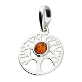 Silver Amber set Tree Of Life Pendant and Chain complete with presentation box