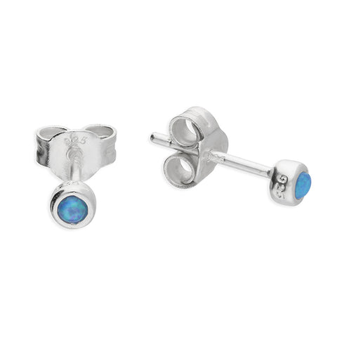Silver Pale Blue Cubic Zirconia round stud earrings complete with presentation box