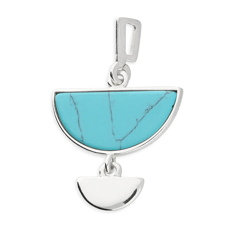 Silver fancy Turquoise pendant and chain complete with presentation box