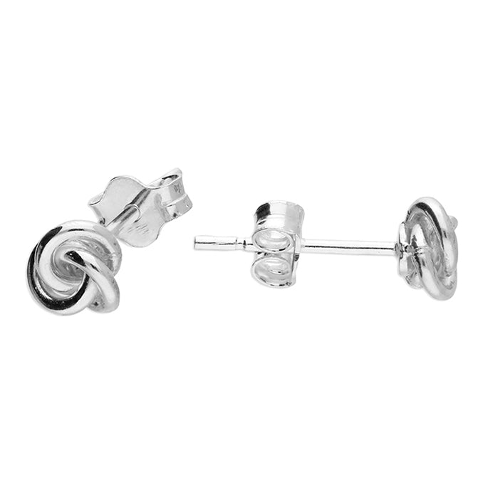 Silver knot stud earrings complete with presentation box