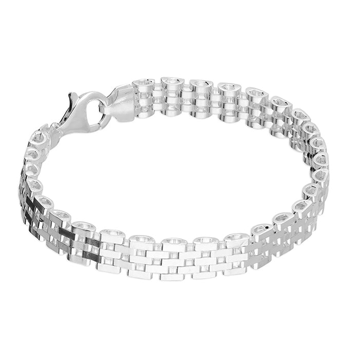 Silver watch band style link Bracelet complete with presentation box