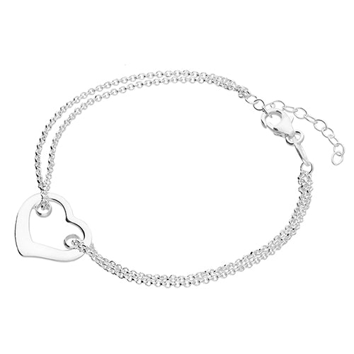 Silver chain link and heart Bracelet complete with presentation box