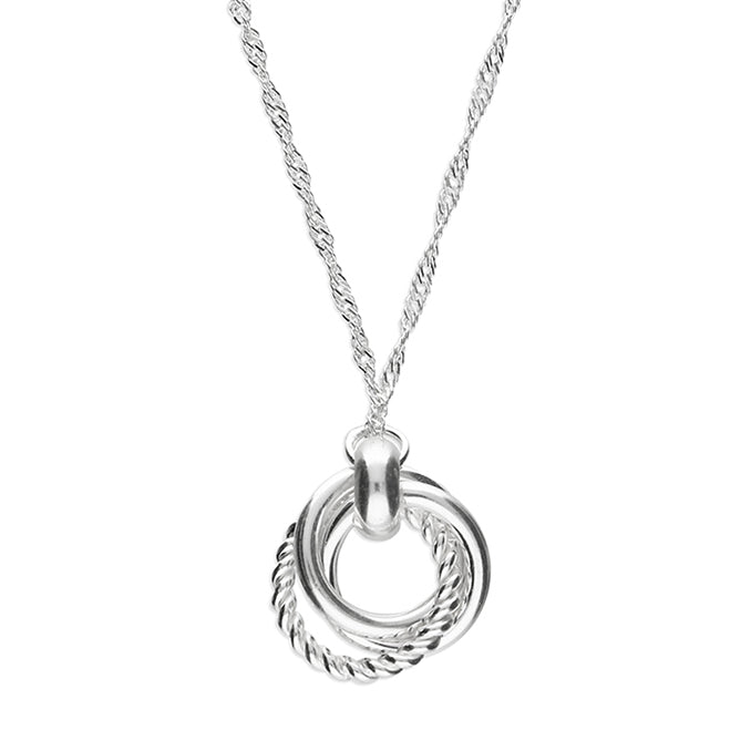 Silver triple circle pendant and chain complete with presentation box