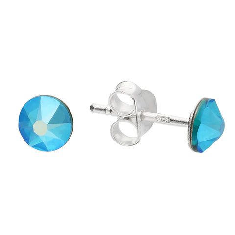 Silver Crystal stud earrings complete with presentation box