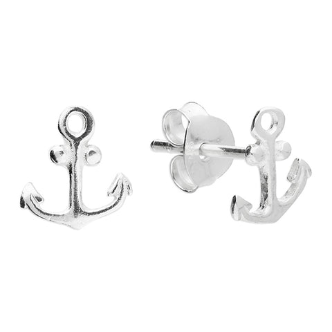 Silver anchor stud earrings complete with presentation box