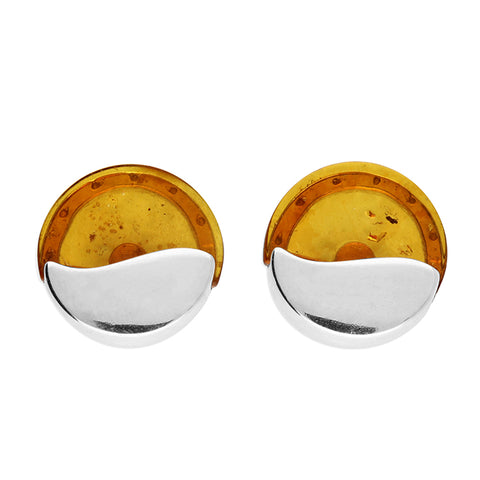Silver Amber stud earrings complete with presentation box