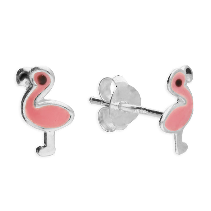 Silver Flamingo stud earrings complete with presentation box