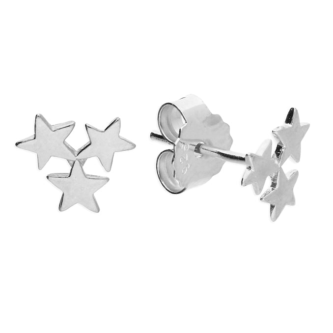 Silver stars stud earrings complete with presentation box