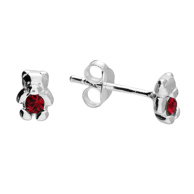 Silver Crystal set teddy stud earrings complete with presentation box