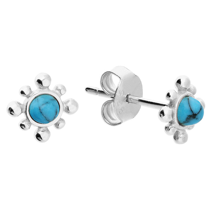 Silver Turquoise stud earrings complete with presentation box