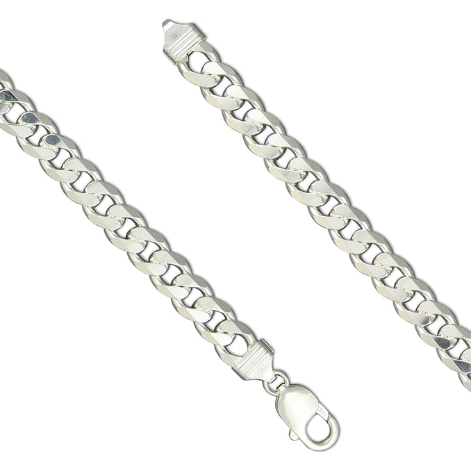 Silver Men's filed flat curb link Bracelet complete with presentation box