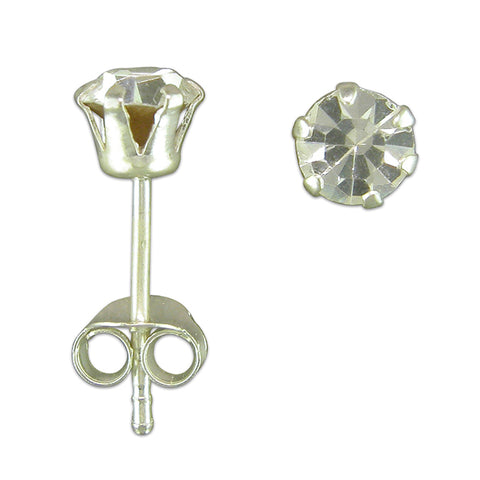 Silver Crystal round stud earrings complete with presentation box