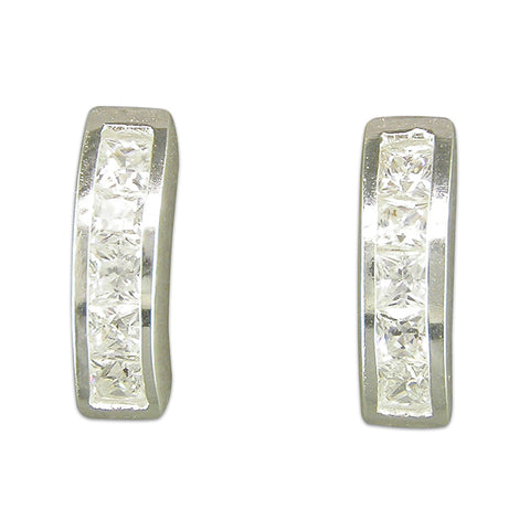 Silver Cubic Zirconia set hoop earrings complete with presentation box
