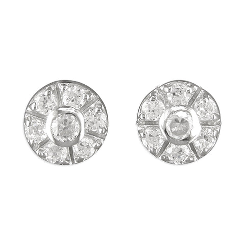 Silver Cubic Zirconia stud earrings complete with presentation box