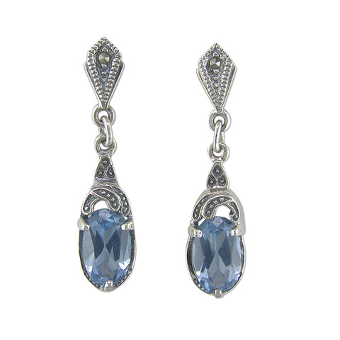 Silver Crystal and Marcasite drop earrings complete with presentation box