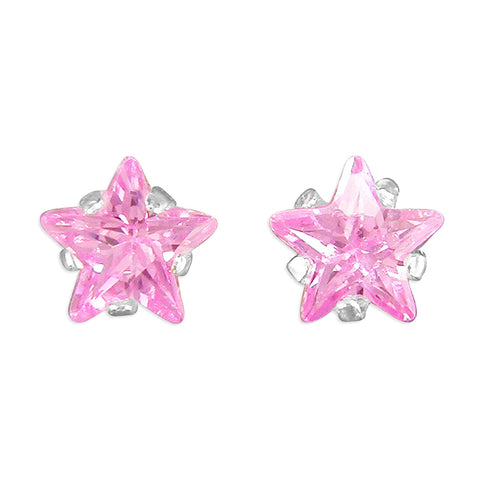 Silver Cubic Zirconia star stud earrings complete with presentation box
