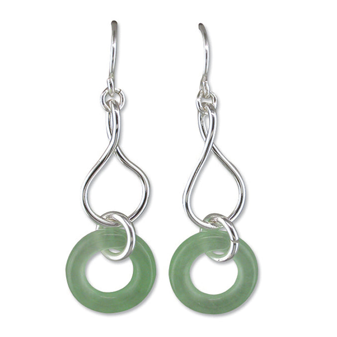 Silver Jade drop earrings complete with presentation box