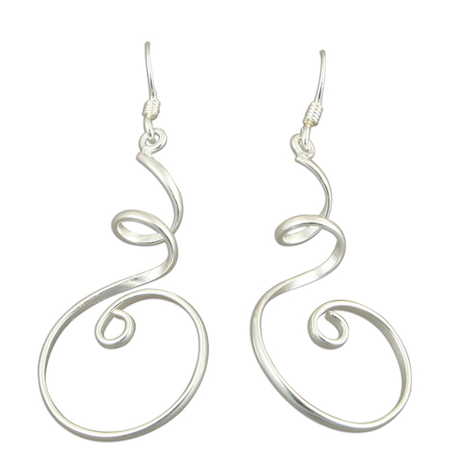 Silver spiral swirl drop earrings complete with presentation box