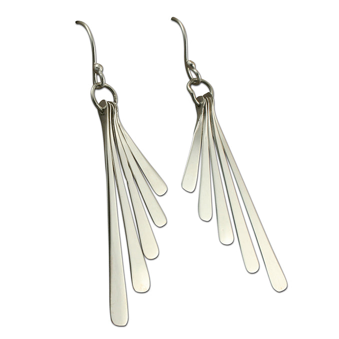 Silver flat fan drop earrings complete with presentation box