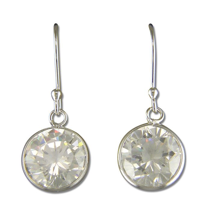 Silver Cubic Zirconia round drop earrings complete with presentation box