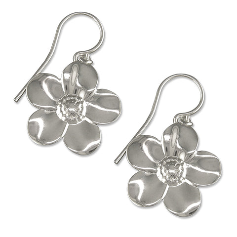 Silver flower drop earrings complete with presentation box