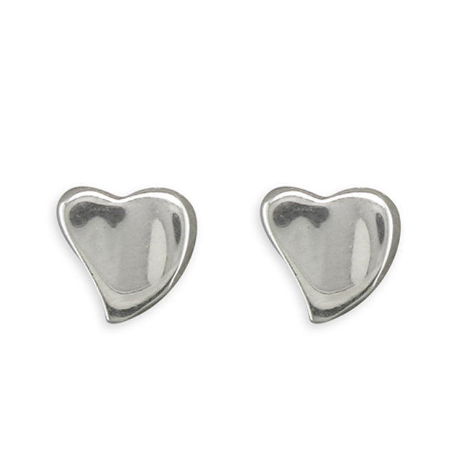 Silver heart stud earrings complete with presentation box
