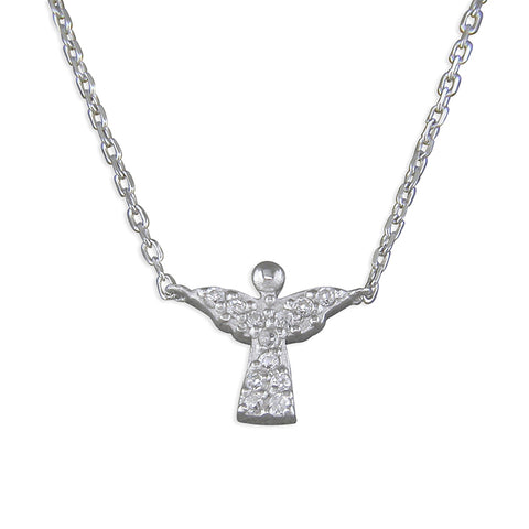 Silver Cubic Zirconia Angel pendant and chain complete with presentation box