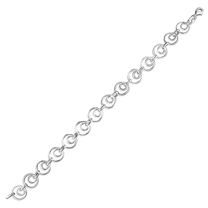 Silver open double circles link Bracelet complete with presentation box