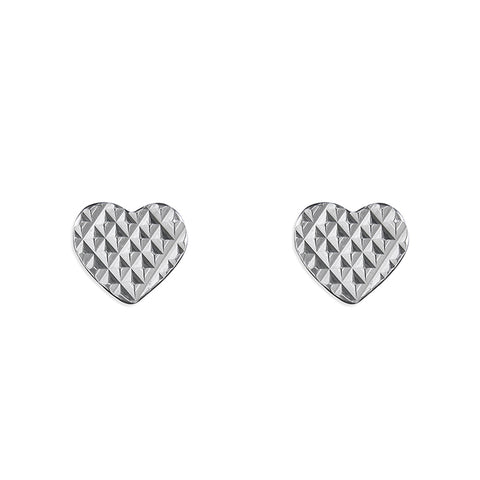 Silver Heart stud earrings complete with presentation box