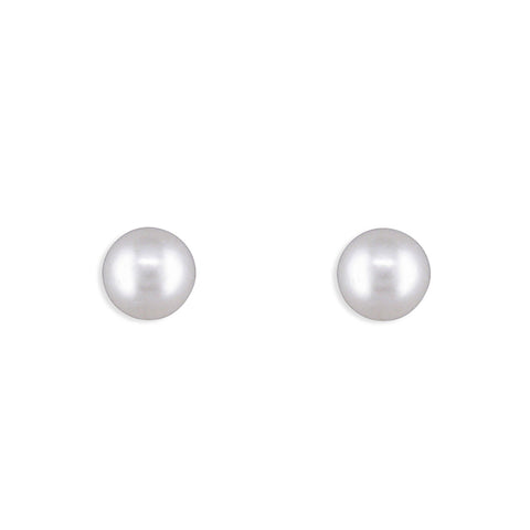 Silver Simulated Pearl round stud earrings complete with presentation box