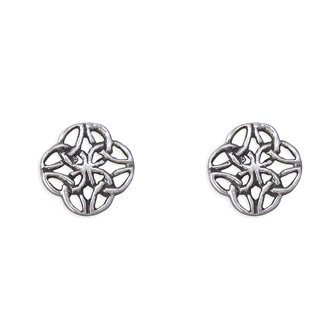 Silver Celtic stud earrings complete with presentation box