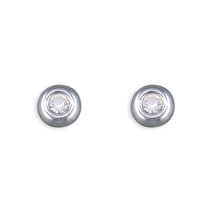 Silver small crystal stud earrings complete with presentation box