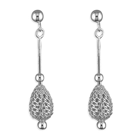 Silver bead drop earrings complete with presentation box