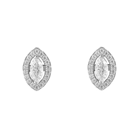Silver Cubic Zirconia cluster stud earrings complete with presentation box