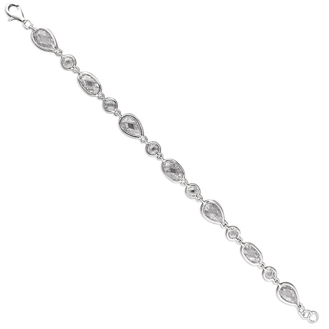 Silver Cubic Zirconia set link Bracelet complete with presentation box