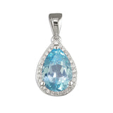 Silver Blue Topaz and Cubic Zirconia pendant and chain complete with presentation box