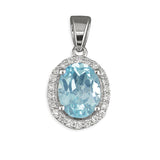 Silver Blue Topaz & Cubic Zirconia pendant and chain complete with presentation box