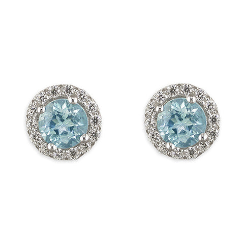 Silver Blue Topaz and Cubic Zirconia stud earrings complete with presentation box