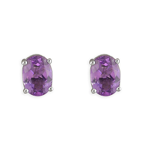 Silver Amethyst stud earrings complete with presentation box