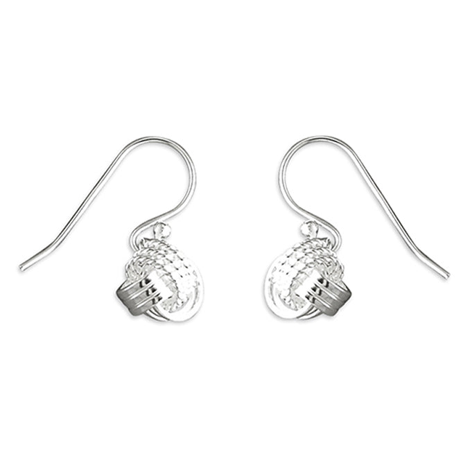 Silver wool knot drop earrings complete with presentation box