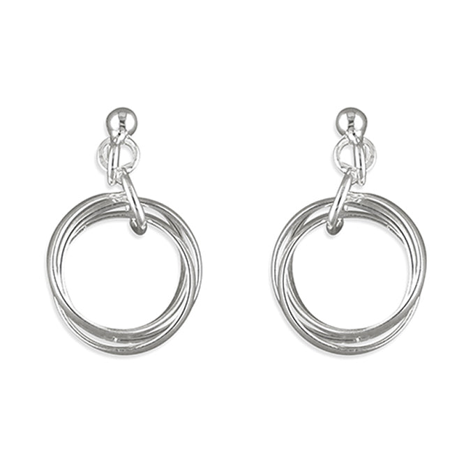 Silver Russian Wedding Ring drop earrings complete with presentation box