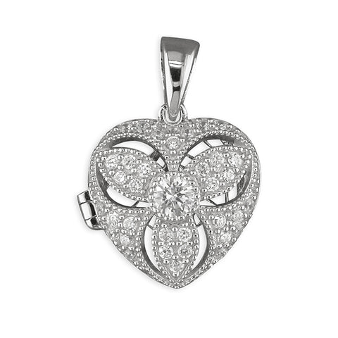 Silver Cubic Zirconia set Locket and Chain complete with presentation box
