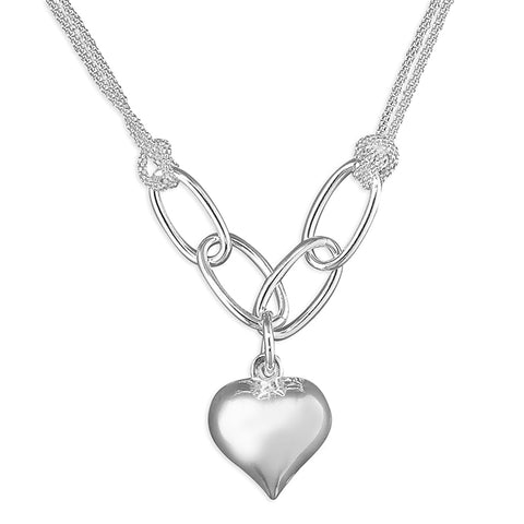 Silver Puffed Heart pendant and chain complete with presentation box