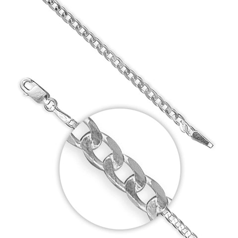 Silver 20inch/50cms diamond cut curb link Chain complete with presentation box