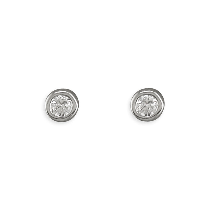 Silver Cubic Zirconia round stud earrings complete with presentation box