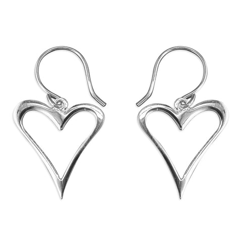 Silver open hearts drop earrings complete with presentation box