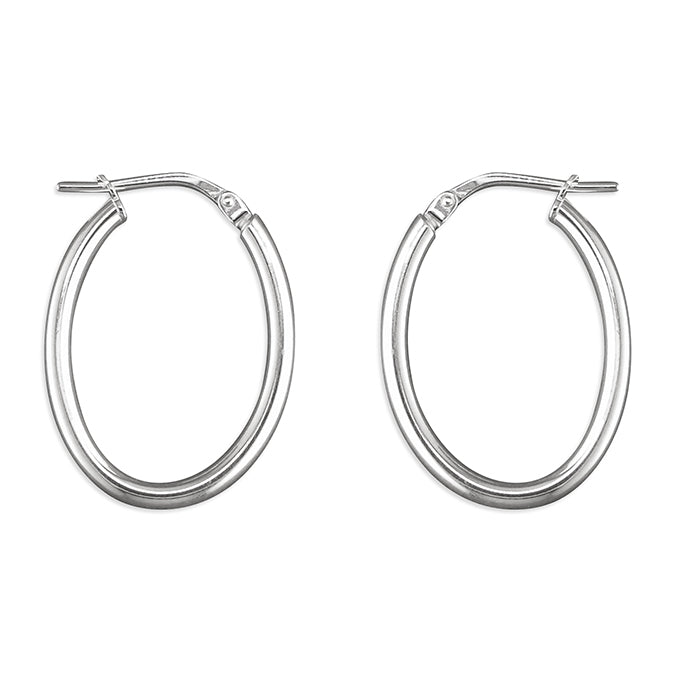 Silver hinged wire hoop earrings complete with presentation box