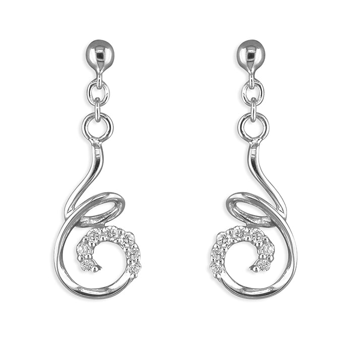 Silver Cubic Zirconia drop earrings complete with presentation box
